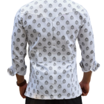 White Printed Hunting Style Shirt | Premium Men's Sportswear | Classic Outdoor Design | Comfortable Cotton Fabric | Size 36-44